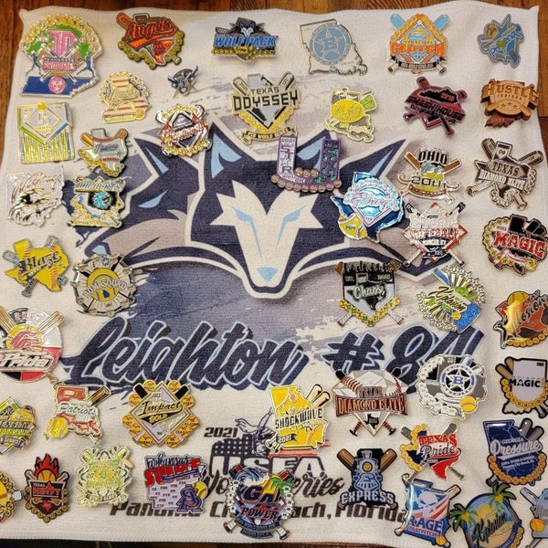 Custom pin trading towels with your team’s logo