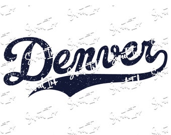 Denver grunge look file. For dye sublimation, vinyl, dtf Navy and white image. Includes svg, pdf, png