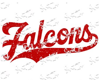 Falcons grunge look file. For dye sublimation, vinyl, dtf red and white image. Includes svg, pdf, png