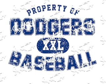 Baseball Dodgers property of logo print file, SVG, PNG, pdf. dtf White