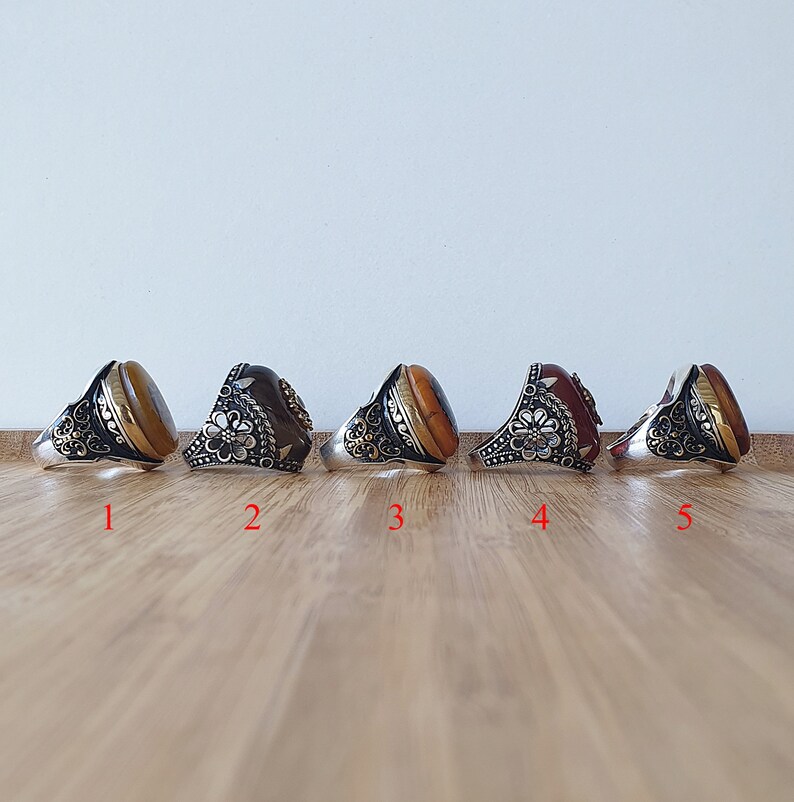 Bronze Anchor Ring Amber Ring Eagle Ring Silver Birthday Rings Jewelry Gemstone 925 Sterling Tiger Eye Agate Ring Animal Ring