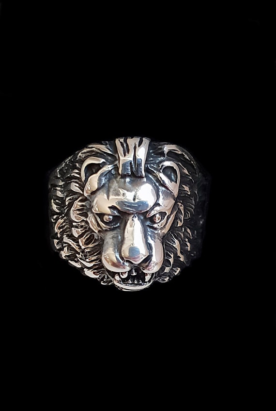 925 Sterling Silver Mens Ring Lion Head Ring Sterling Silver | Etsy