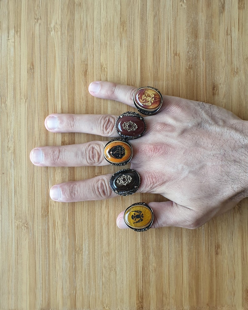 Bronze Anchor Ring Amber Ring Eagle Ring Silver Birthday Rings Jewelry Gemstone 925 Sterling Tiger Eye Agate Ring Animal Ring