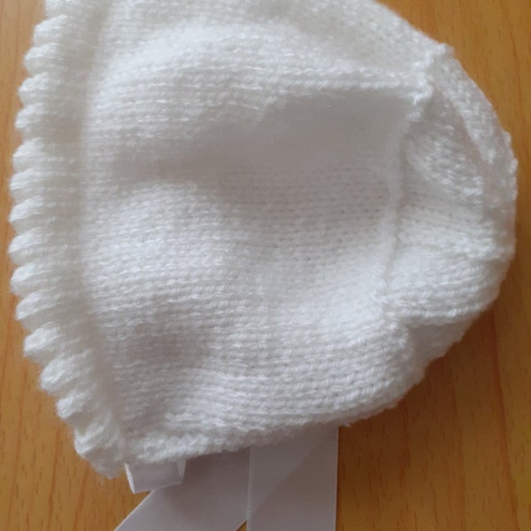 Hand knitted baby hat with picot edging choose a colour and size