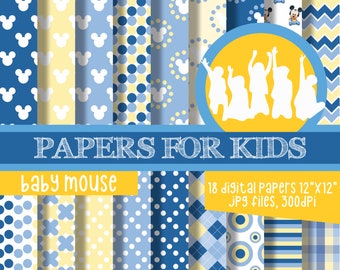 Paquete De Papel Digital De Baby Mickey Mouse Azul Descarga Etsy Paquete De Papel Digital De Baby Mickey Mouse Azul Descarga Etsy