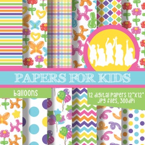 Balloons, Digital Paper, Birthday, Balloons Background, Colorful Balloons, Papers for Kids