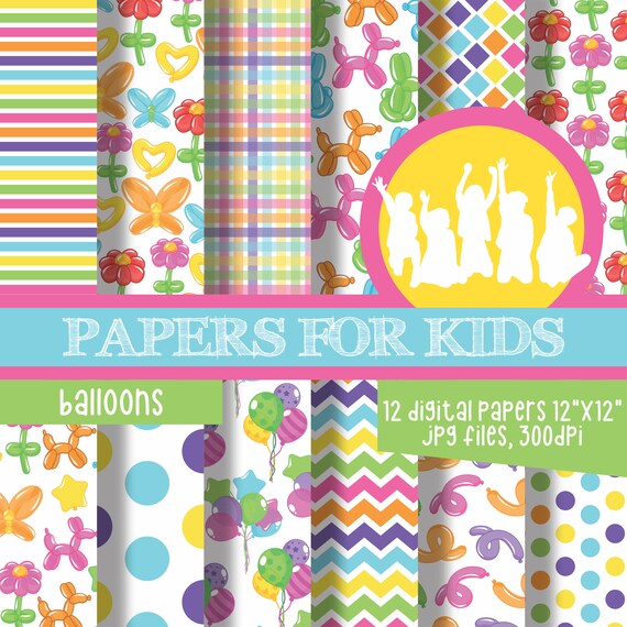 Balloons Digital Paper Birthday Balloons Background | Etsy