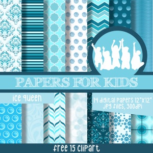 Ice Queen, Digital Papers, Princess, Girls, Background, Clipart, Papers for Kids