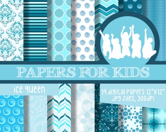 Ice Queen, Digital Papers, Princess, Girls, Background, Clipart, Papers for Kids