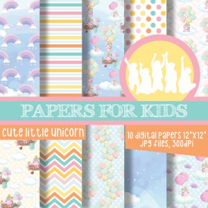 Unicorn, Digital Paper, Birthday, Unicorn Background, Unicorn Party, Unicorn Birthday, Pastel Color Background, Baby Shower, Papers for Kids