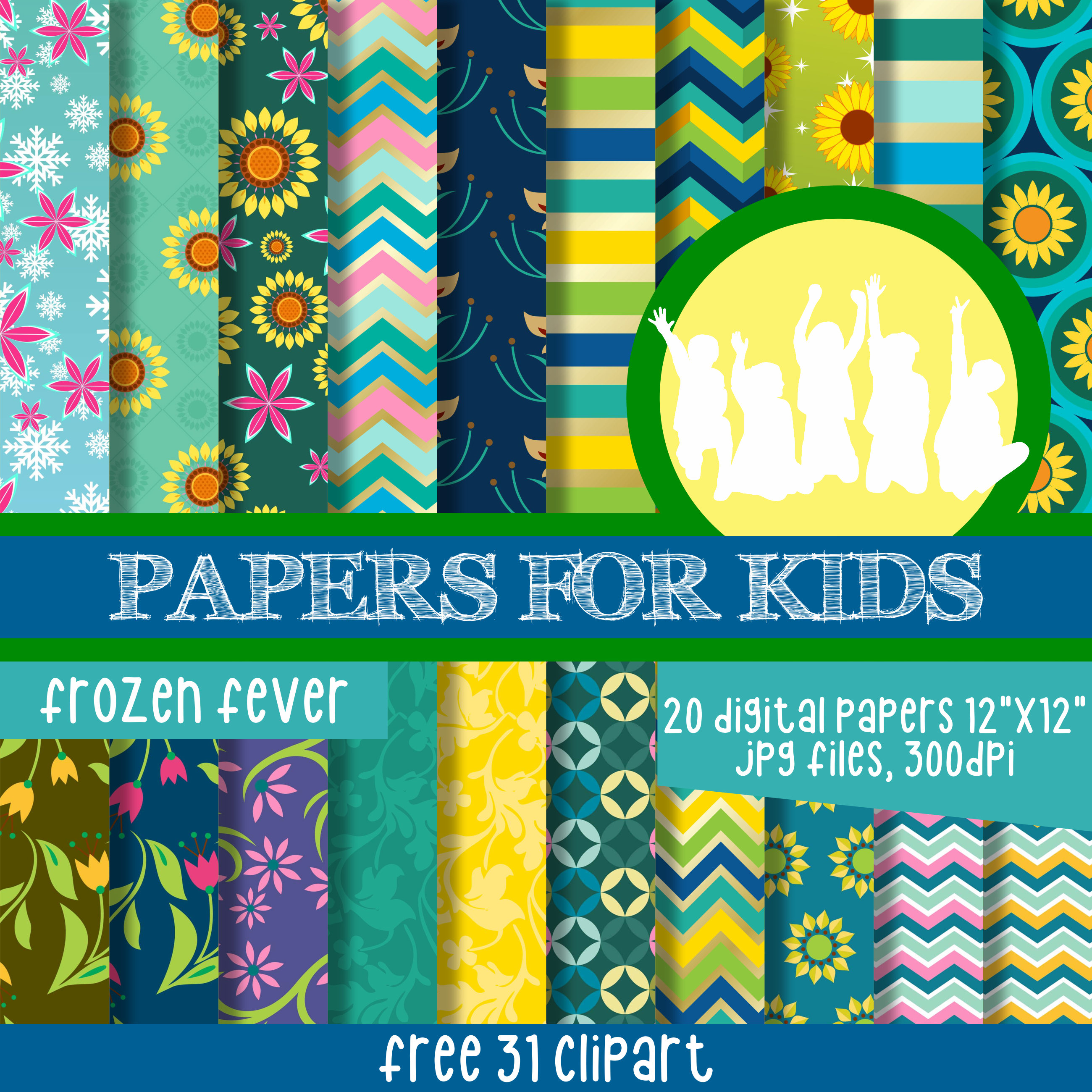 Princess Anna Princess Elsa Background Papers for Kids Girls Frozen Digital Papers Clipart