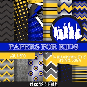 Bat Hero, Digital Papers, Superhero Background, Boys, Background, Birthday, Superhero, Clipart, Papers for Kids