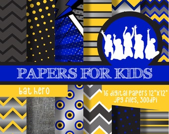 Bat Hero, Digital Papers, Superhero Background, Boys, Background, Birthday, Superhero, Clipart, Papers for Kids