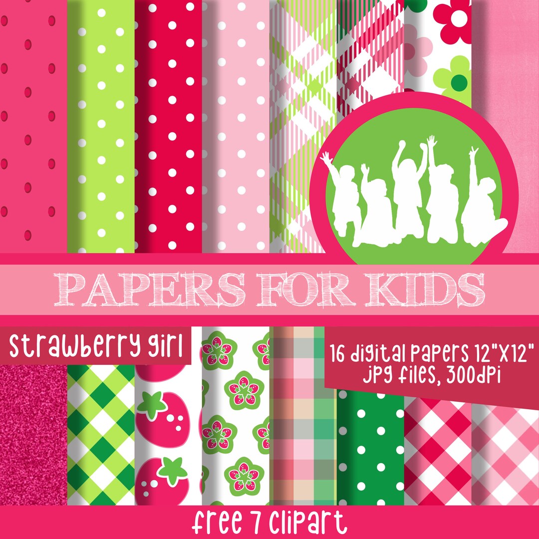 Strawberry Girl, Digital Papers, Girls, Invitation, Background ...