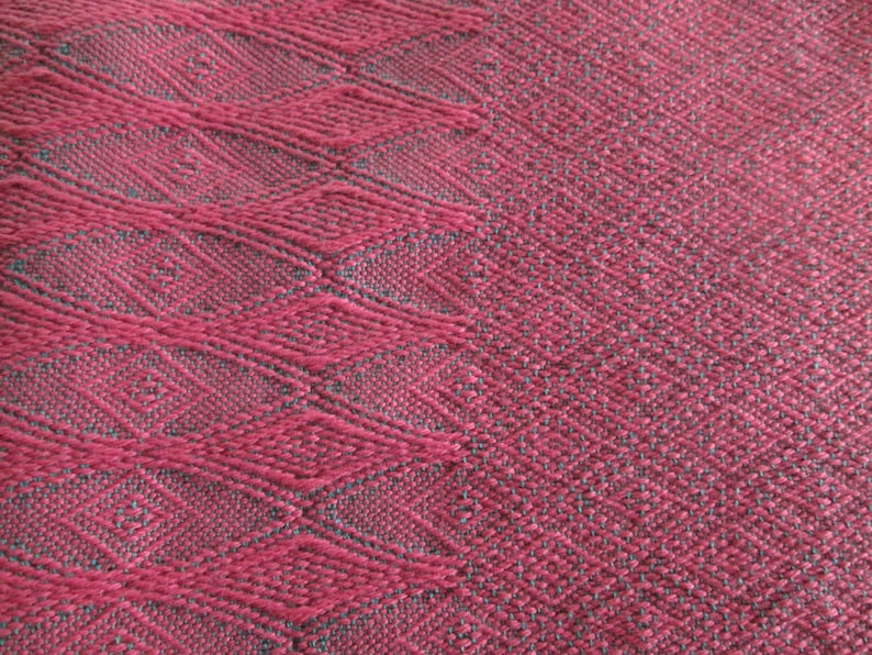 SALE ITEM A Unique Design Aqua Blue Cashmere Cotton equal mix on Salmon Pink Cotton 'Infinity' Scarf or Cowl imagem 3