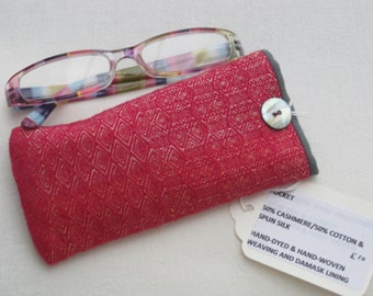 SALE ITEM  Original One off Design, Hand dyed, Woven fabric glasses' case 18x9 cm approximately with magnetic clasp