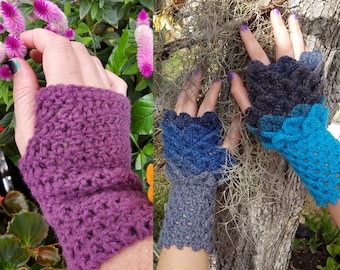 Fingerless Gloves | Dragon Scales Gloves | Mermaid Gloves | Arm Warmers | Crochet Gloves
