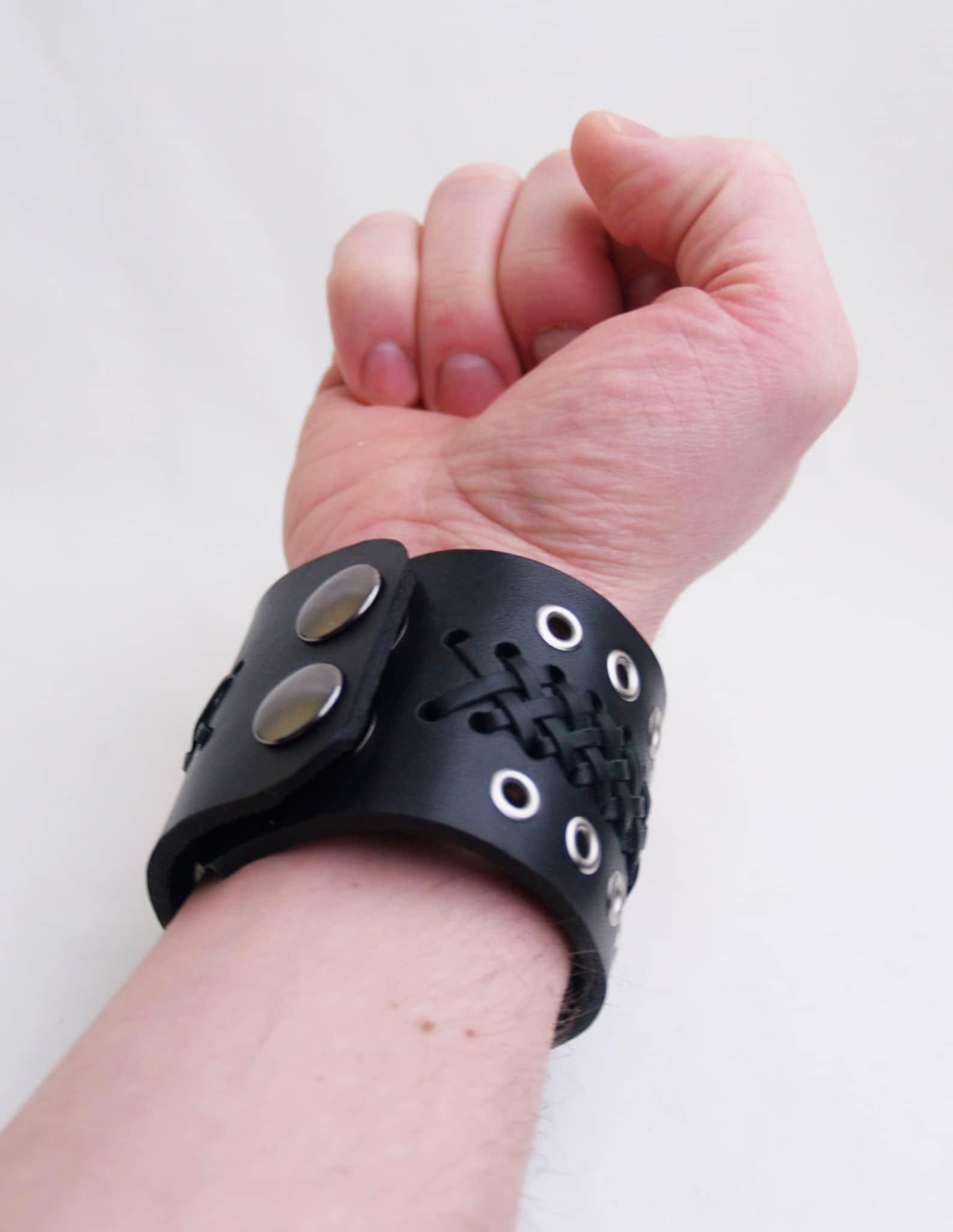 Leather Cuff Bracelet Wristband Biker Mens Motorcycle Etsy