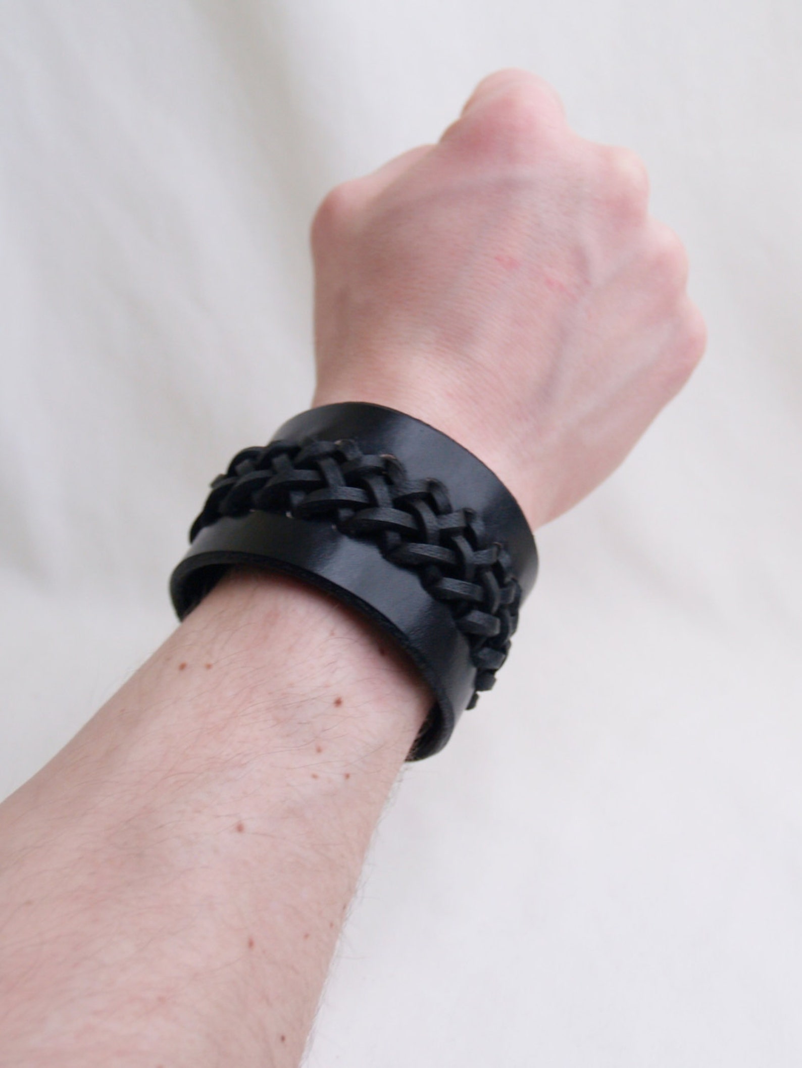 Leather Cuff Bracelet Wristband Biker Mens Motorcycle Etsy