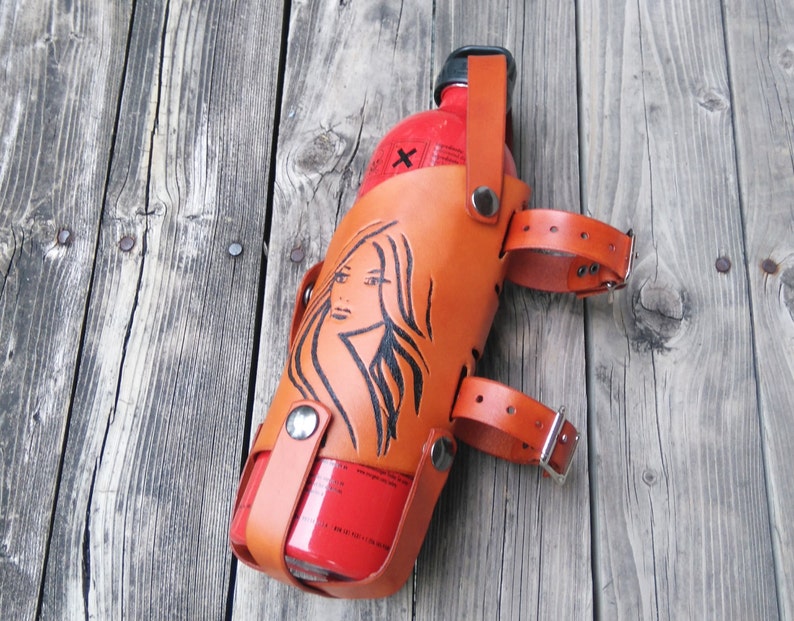 Leather Motorcycle Fuel Sling Bottle Holder Carrier Biker Etsy