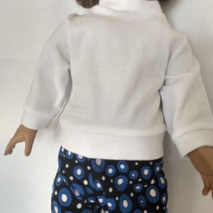 Long sleeve white knit doll shirt, knit black print doll leggings image 2