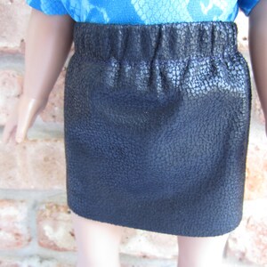 Handmade 18 inch doll skirt, faux leather skirt, black doll skirt, doll skirt, black leather skirt, girl doll clothes image 2