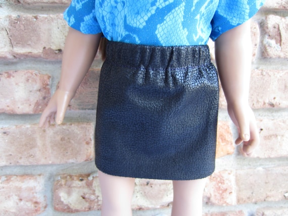 Handmade 18 inch doll  skirt, faux leather skirt, black doll skirt, doll skirt, black leather skirt, girl doll clothes