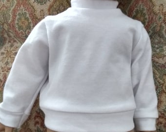 Long sleeve white knit doll shirt, knit black print doll leggings