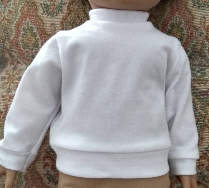 Long sleeve white knit doll shirt, knit black print doll leggings image 1