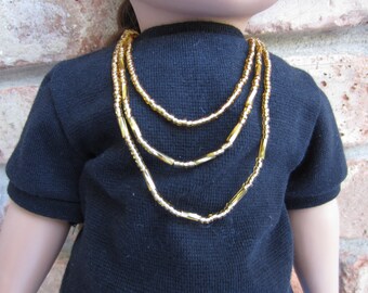 18 in doll jewelry, gold doll beads, infinity necklace, doll necklace, doll wrap necklace, 18 inch doll beads, gold doll necklace
