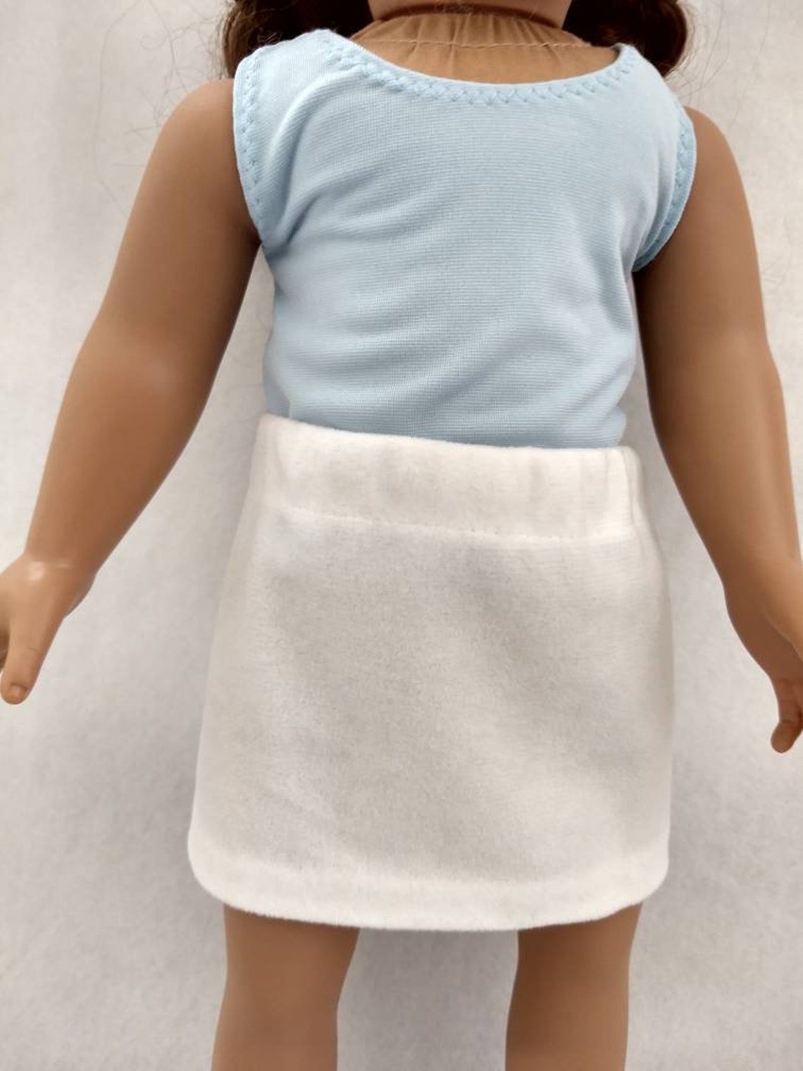 Handmade 18 inch doll skirt, faux suede white skirt, white doll skirt