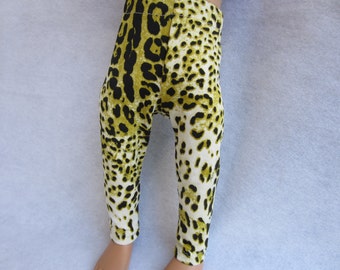 Handmade 18 in doll pants, animal print stretch doll pants, doll leggings, 18 inch doll clothes, stretch slim doll slacks