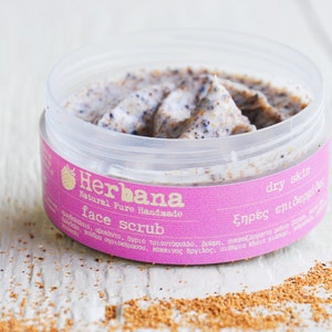 Natural Face Scrub for Dry & Sensitive Skin, Gentle Organic Exfoliating Scrub by Herbana Cosmetics image 1