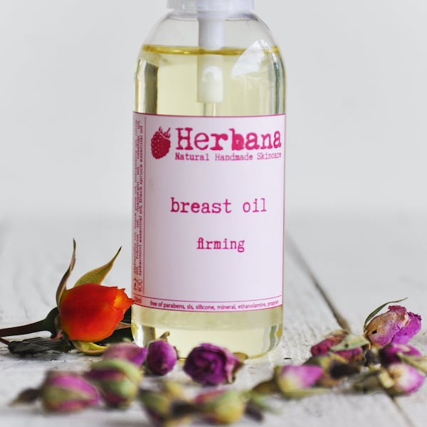 Firming Oil for Breast, Tightening, Elasticity Improvement, Body Oil, Sagging Skin Oil,  Loose Skin, Firming Vegan Oil by Herbana Cosmetics