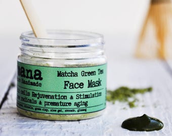 Matcha Tea Detox Face Mask, Vegan Peel off Mask, Diminishes the signs of aging, Reduces Redness and Sebum production, Organic Face Care