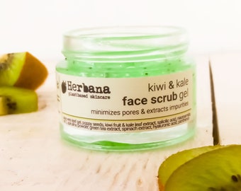 Detox Face Scrub Kiwi & Kale, Minimizes Pores, Extract Impurities