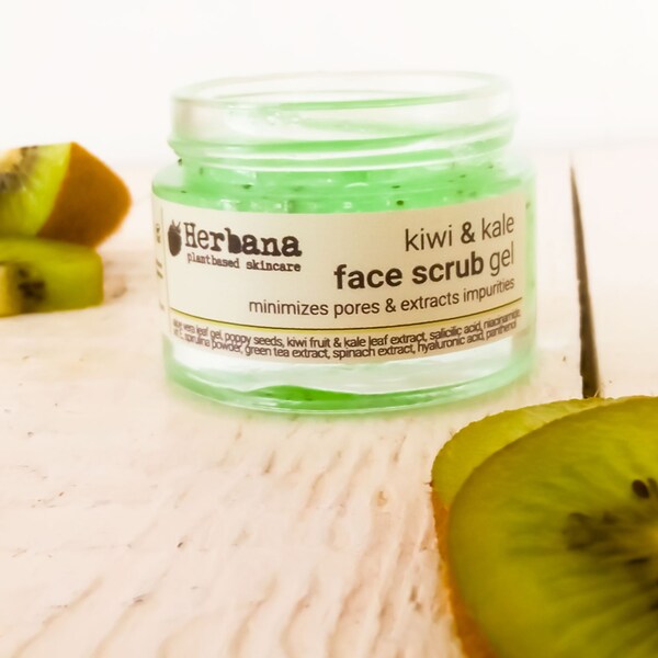 Detox Face Scrub Kiwi & Kale, Minimizes Pores, Extract Impurities