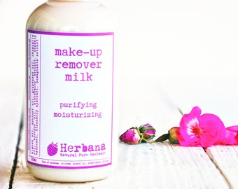 Makeup Remover Lotion- Natural - Eye Make-Up Remover for All Skin Types, Natural Demakeup, Face Cleanser, Facial Care by Herbana Cosmetics