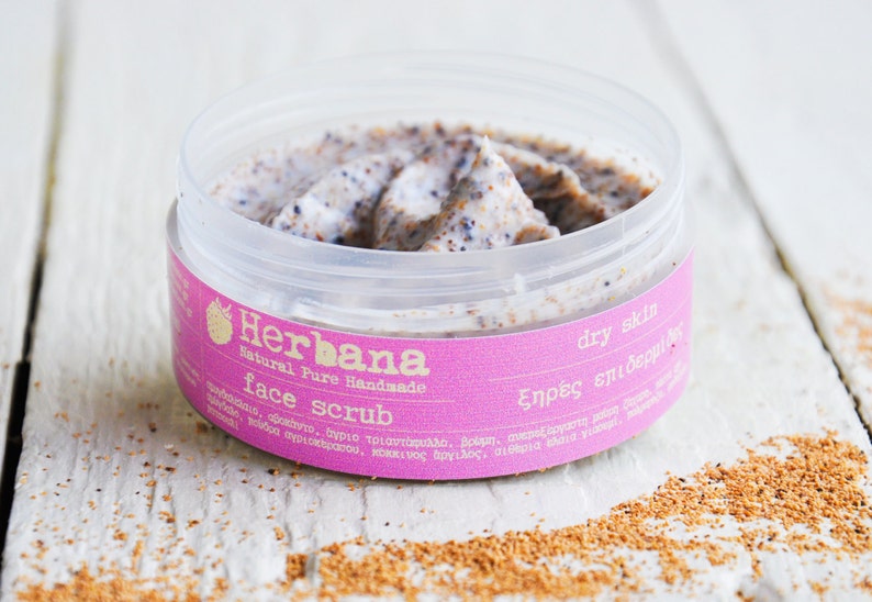 Natural Face Scrub for Dry & Sensitive Skin, Gentle Organic Exfoliating Scrub by Herbana Cosmetics image 1