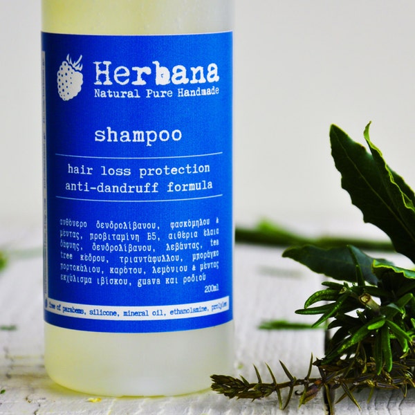 Haarausfall Schuppen Shampoo, Restorierende Behandlung für Haarwuchs, Geschädigtes Haar, Stärke & Volumen, Bio Shampoo, Vegan, Seife auf pflanzlicher Basis