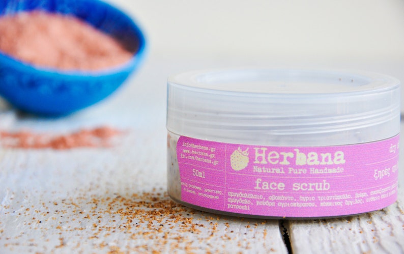 Natural Face Scrub for Dry & Sensitive Skin, Gentle Organic Exfoliating Scrub by Herbana Cosmetics image 2
