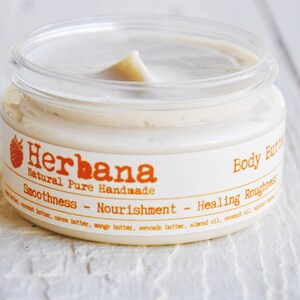 Vegan Body Butter with Mango & Shea butter, Natural Body Moisturizer, Organic Nourishing Body Cream, Skin Smoother by Herbana Cosmetics image 3