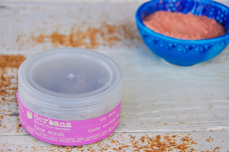 Natural Face Scrub for Dry & Sensitive Skin, Gentle Organic Exfoliating Scrub by Herbana Cosmetics image 4