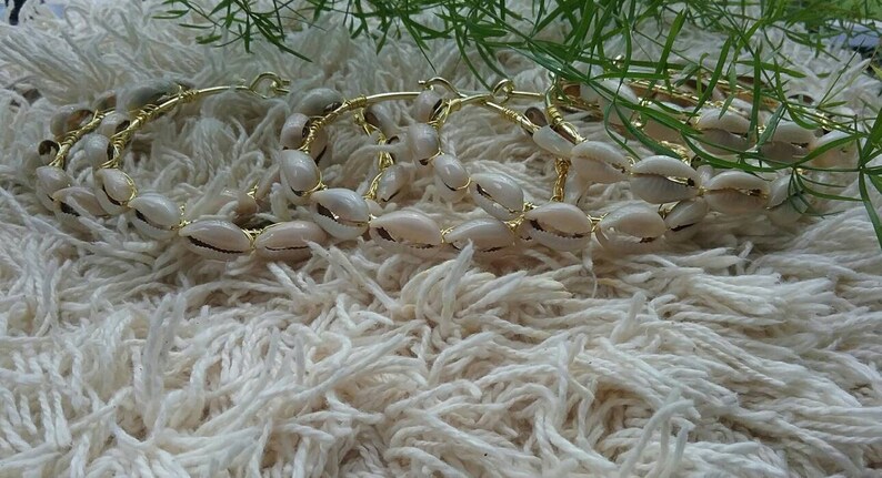 Tribal Jewelry Cowrie Bracelet Cowrie Shell Bangles Gift under 30 Gift for her Afrocentric Jewelry Bohemian jewelry Beach Jewelry