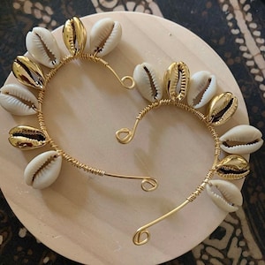Kauri schelp oorbel-kauri schelp EarCuffs-kauri oorbellen-Boho sieraden-zee schelp sieraden-Tribal sieraden-strand sieraden