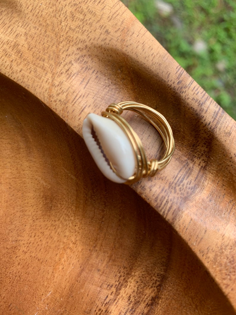 Africa ring Cowrie shell ring statement rings adjustable Etsy