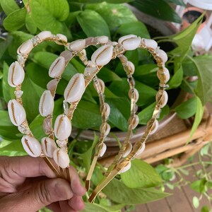 cowrie shell headband, cowrie shell and rose quartz headband, mermaid hair accessories, Valentines day gift image 7