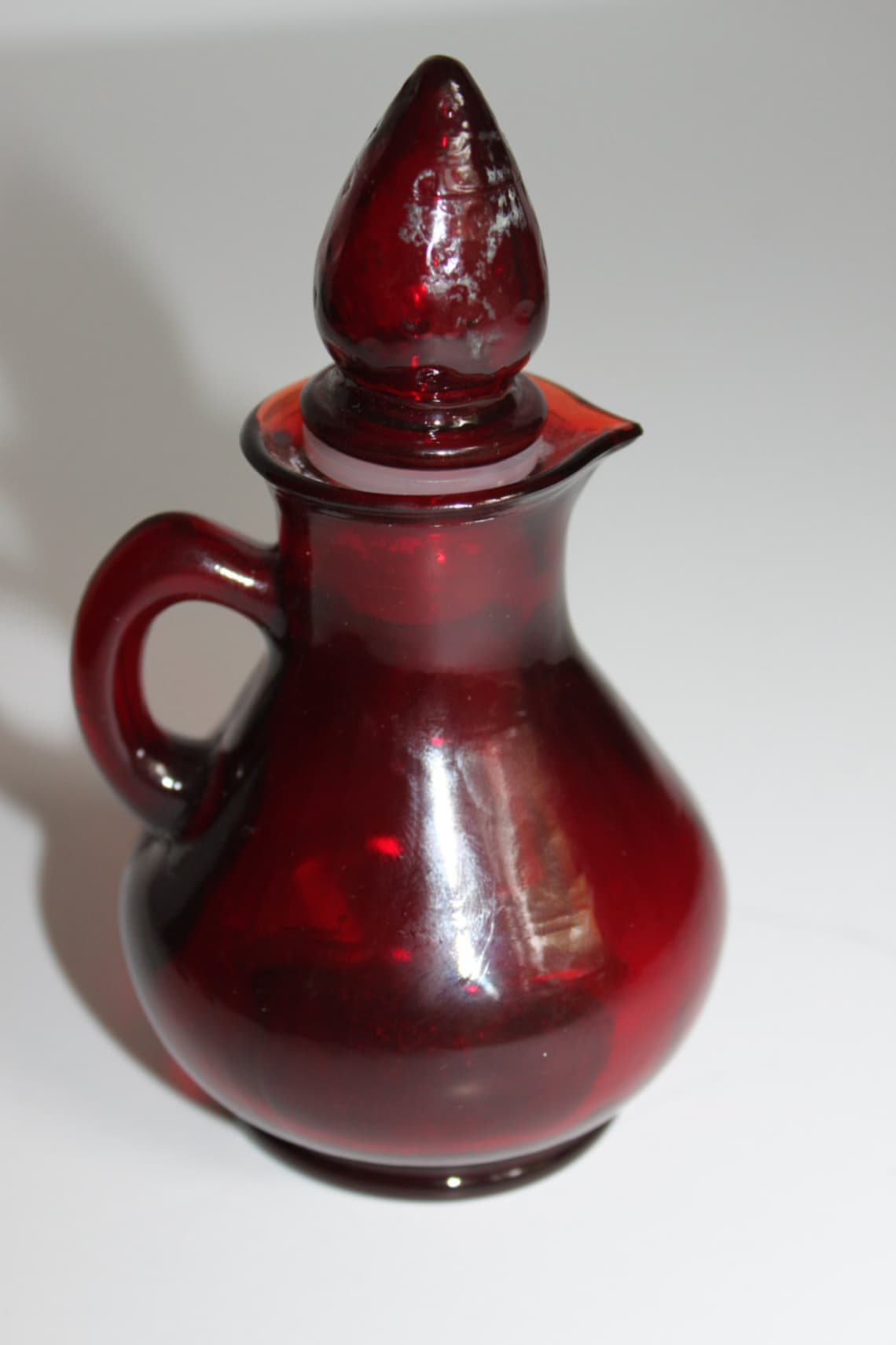 Vintage AVON Red Glass Pitcher Decanter Bottle with Strawberry Etsy