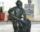 Bronze figure, Miner, mining, bronze figure with degradation hammer and lamp