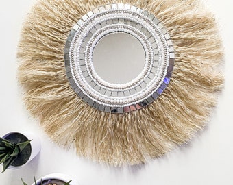 Balinese-inspired boho mirror in beads and mosaic